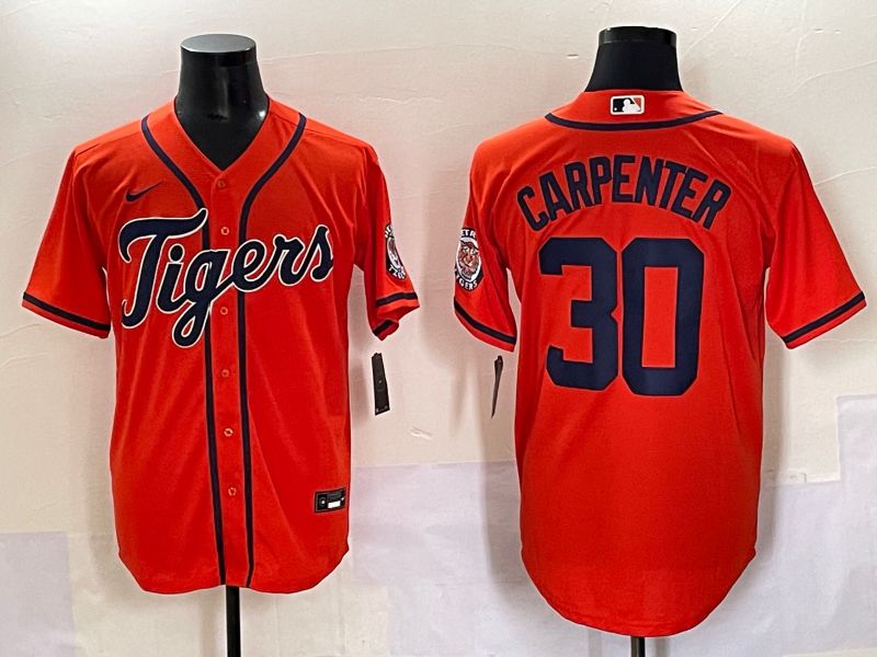 Men 2025 Detroit Tigers 30 Carpenter Orange Game Nike MLB Jersey style 1